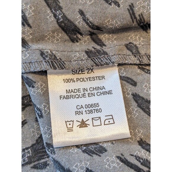 Womens Plus 2X Fit and Flare Blouse Smocked Side Gray Thunderstorm Printed - Picture 10 of 11